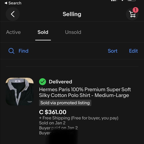 SOLD Hermes Paris 100% Premium Super Soft Silky Cotton Polo Shirt - Medium-Large - Picture 8 of 8